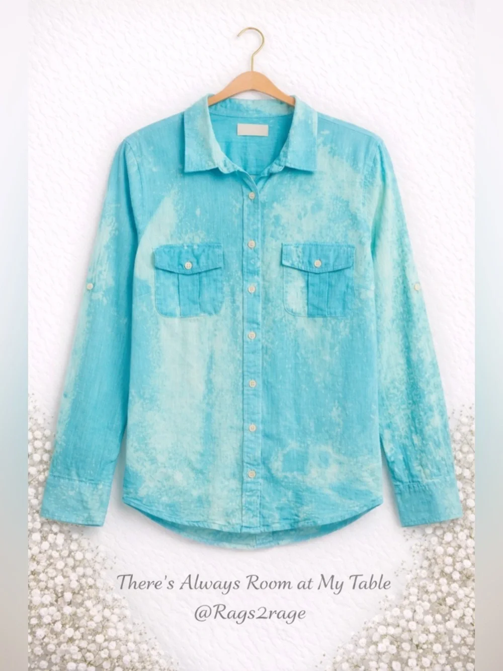 J.Crew Aqua Garment Dyed Cotton Button Down Shirt Size Medium